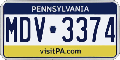 PA license plate MDV3374