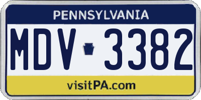PA license plate MDV3382