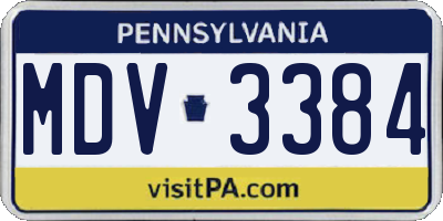 PA license plate MDV3384