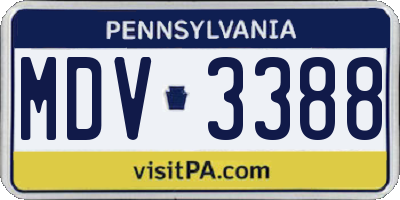 PA license plate MDV3388