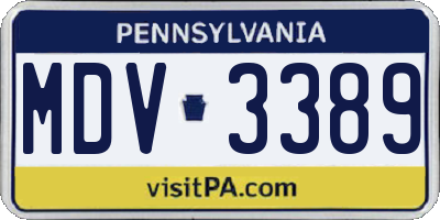 PA license plate MDV3389