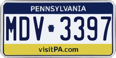 PA license plate MDV3397