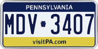 PA license plate MDV3407