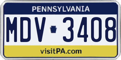 PA license plate MDV3408