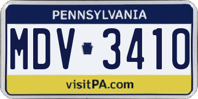 PA license plate MDV3410