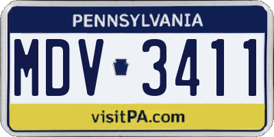 PA license plate MDV3411
