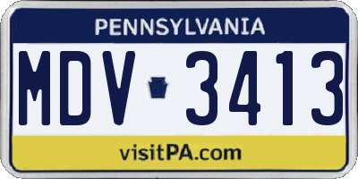 PA license plate MDV3413
