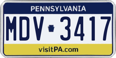 PA license plate MDV3417