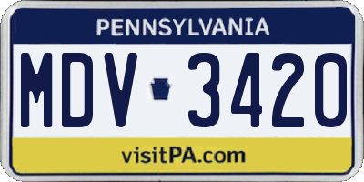 PA license plate MDV3420