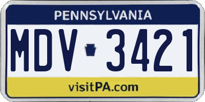 PA license plate MDV3421