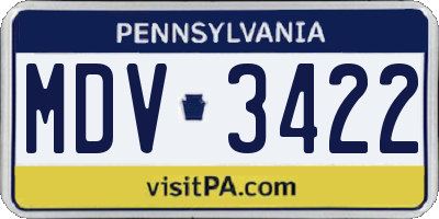 PA license plate MDV3422