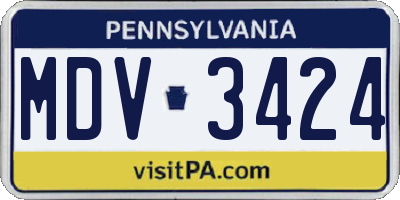 PA license plate MDV3424