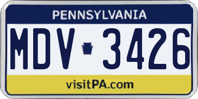 PA license plate MDV3426