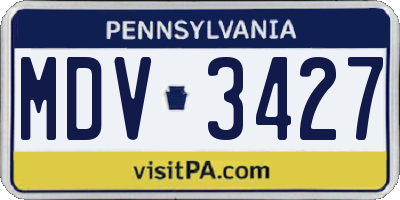 PA license plate MDV3427