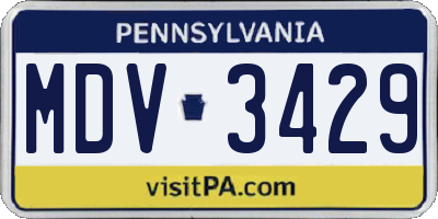PA license plate MDV3429