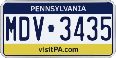 PA license plate MDV3435