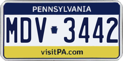PA license plate MDV3442