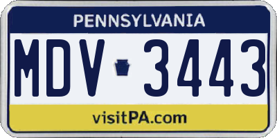PA license plate MDV3443