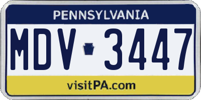 PA license plate MDV3447
