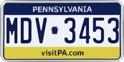 PA license plate MDV3453