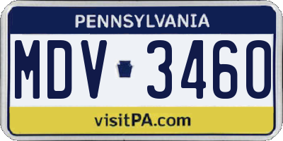 PA license plate MDV3460
