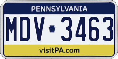 PA license plate MDV3463