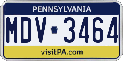 PA license plate MDV3464