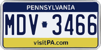 PA license plate MDV3466