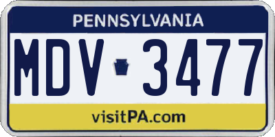 PA license plate MDV3477