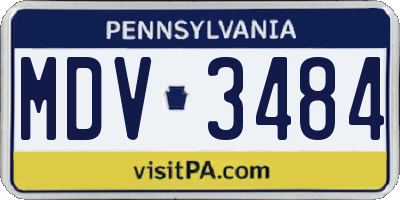 PA license plate MDV3484