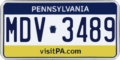 PA license plate MDV3489