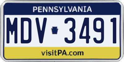 PA license plate MDV3491