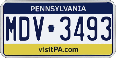 PA license plate MDV3493