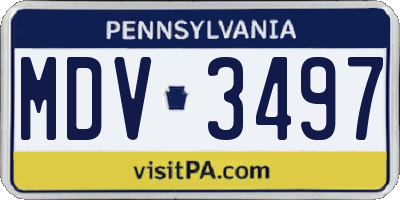 PA license plate MDV3497