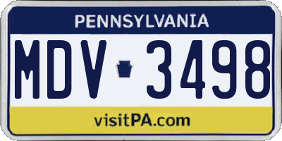 PA license plate MDV3498