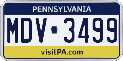 PA license plate MDV3499