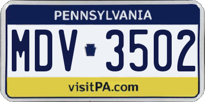 PA license plate MDV3502