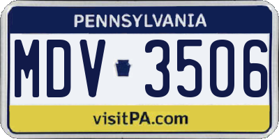 PA license plate MDV3506