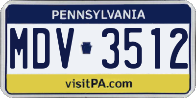 PA license plate MDV3512