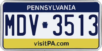 PA license plate MDV3513
