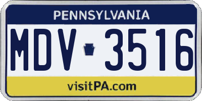 PA license plate MDV3516