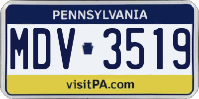 PA license plate MDV3519