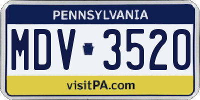 PA license plate MDV3520