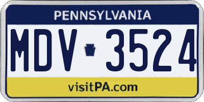 PA license plate MDV3524