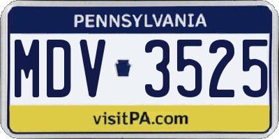 PA license plate MDV3525