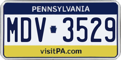 PA license plate MDV3529