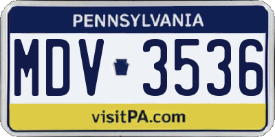 PA license plate MDV3536