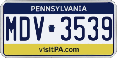 PA license plate MDV3539