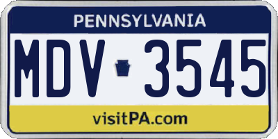 PA license plate MDV3545