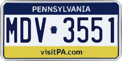 PA license plate MDV3551